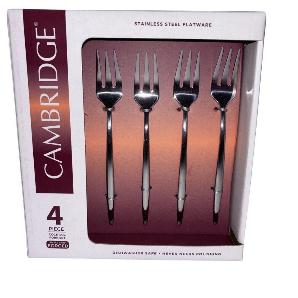 Cambridge Gaze‎ Mirror 4 Piece Cocktail Fork Set Stainless Steel Forged 3490H3